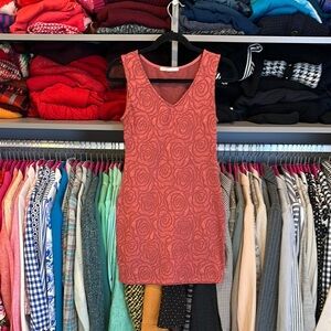 Must Have deep coral sleeveless rose embedded dress size XS